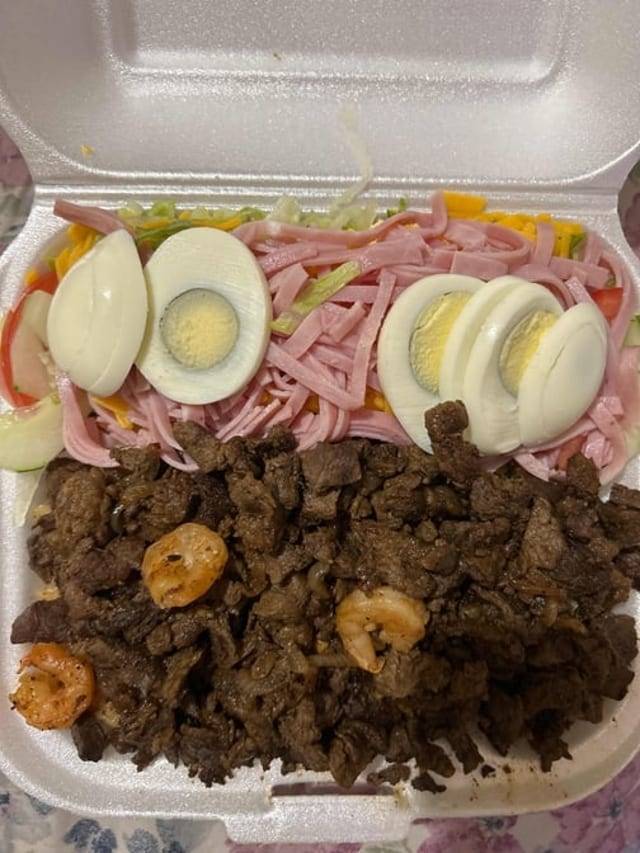 Shrimp Fried Rice & Grilled Steak with the Chef Salad.