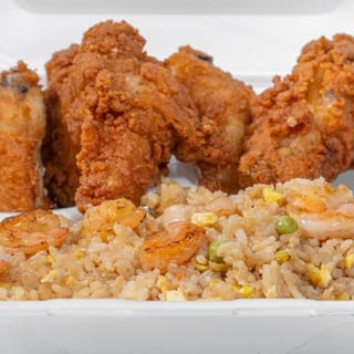 Shrimp Fried Rice & Combination (3 Shrimp & 3 Chicken Wings)