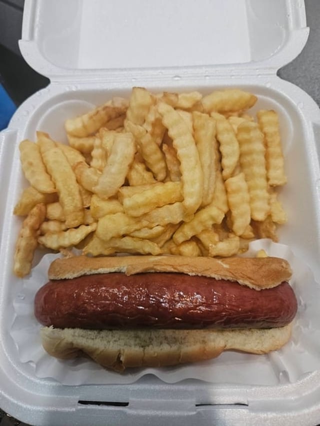 Sausage Sandwich with Fries.