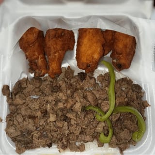 Pepper Steak & Rice with Chicken Wings